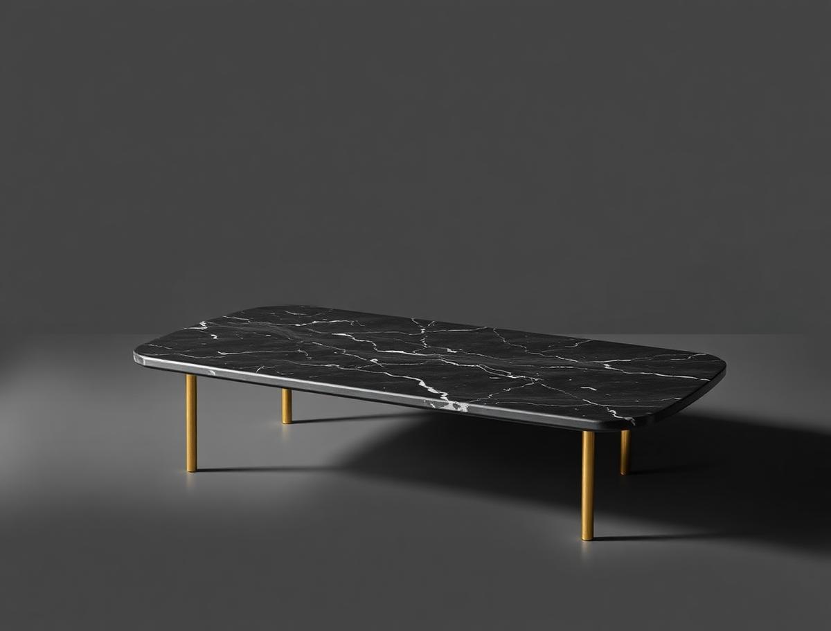 Noir Coffee Table — Marble coffee table with brass frame