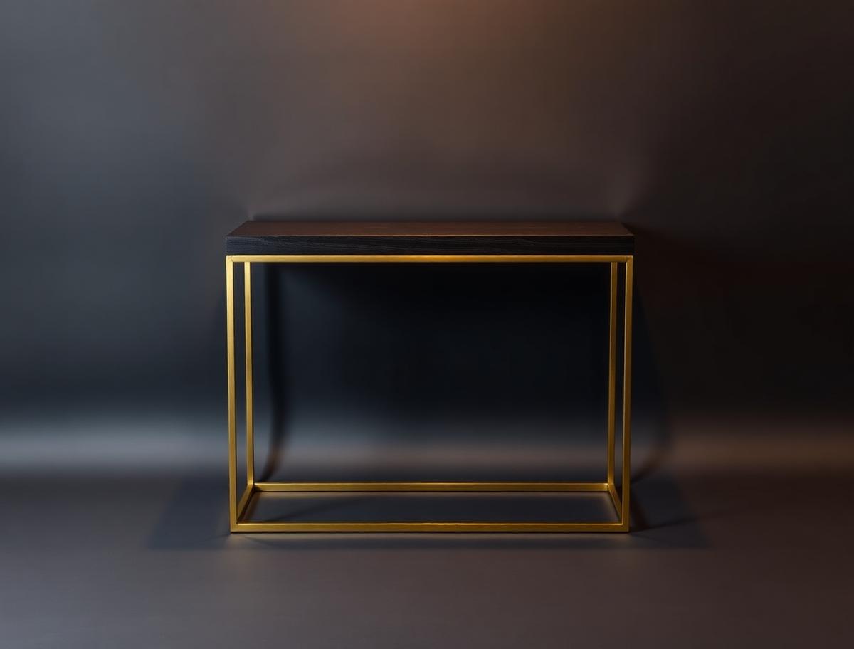 Havre Console — Blackened oak console on a brass frame
