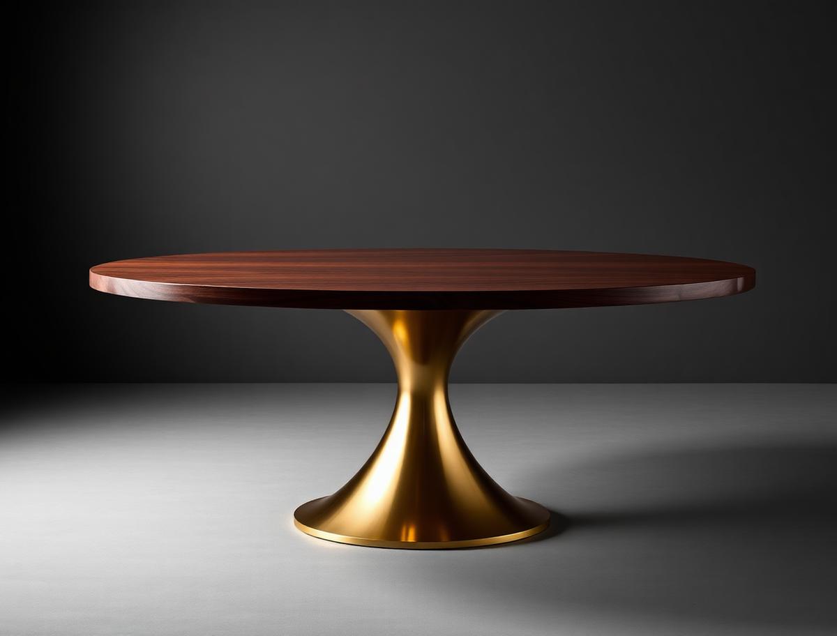 Orsay Table — Oval dining table, walnut and brass