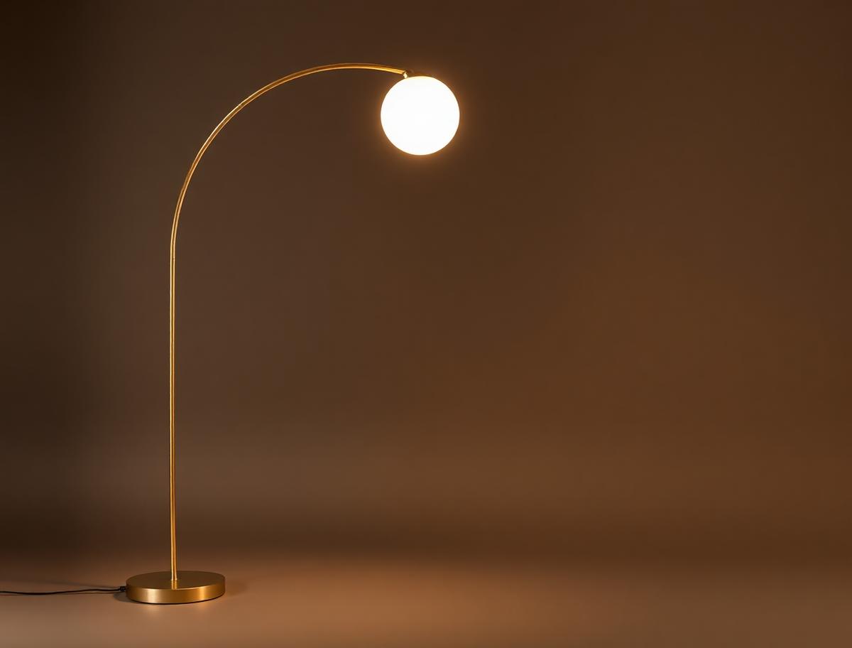 Aurel Floor Lamp — Arc floor lamp in brass and alabaster