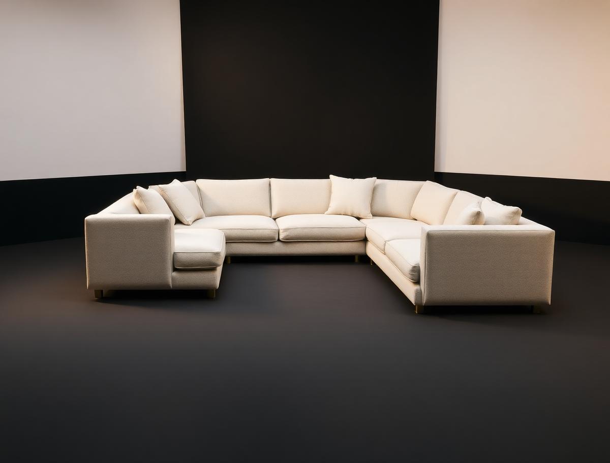 Verrier Sectional — U-shaped sectional in chalk bouclé