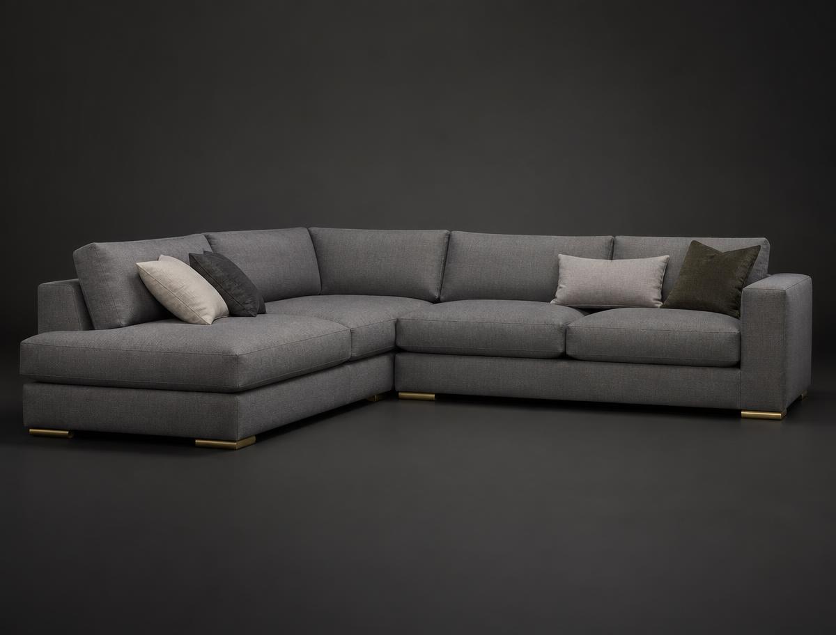 Arsène Sectional — Corner sectional in slate performance linen