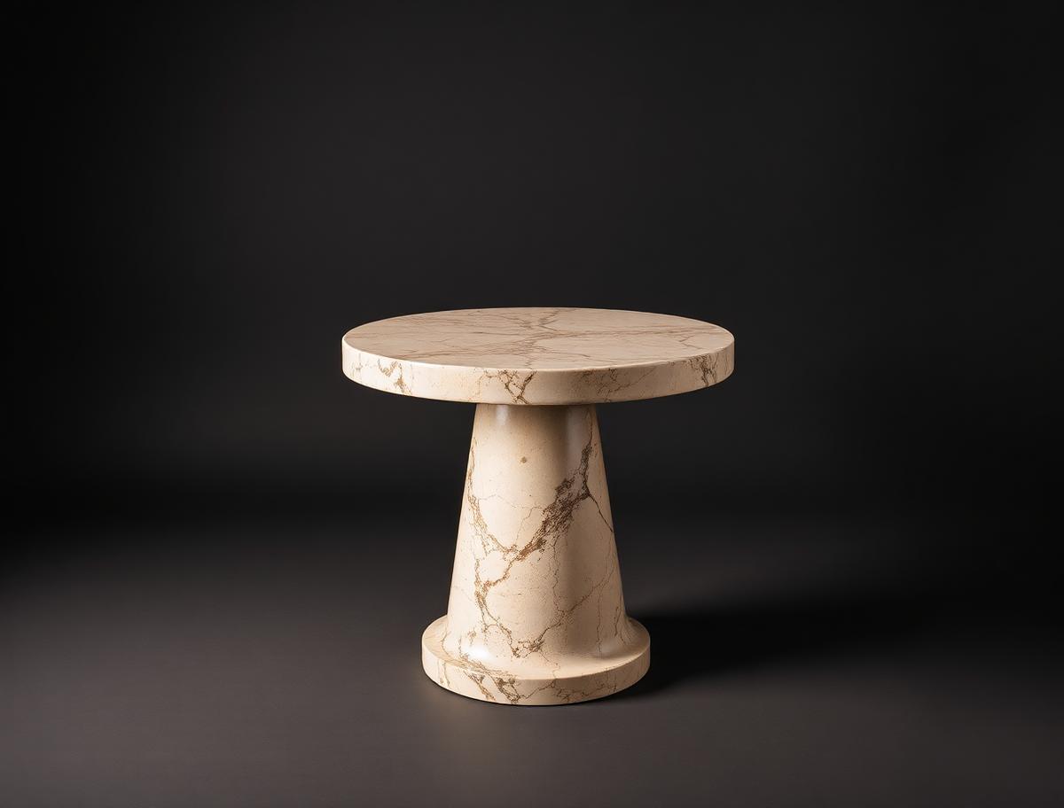 Lisse Side Table — Travertine pedestal side table