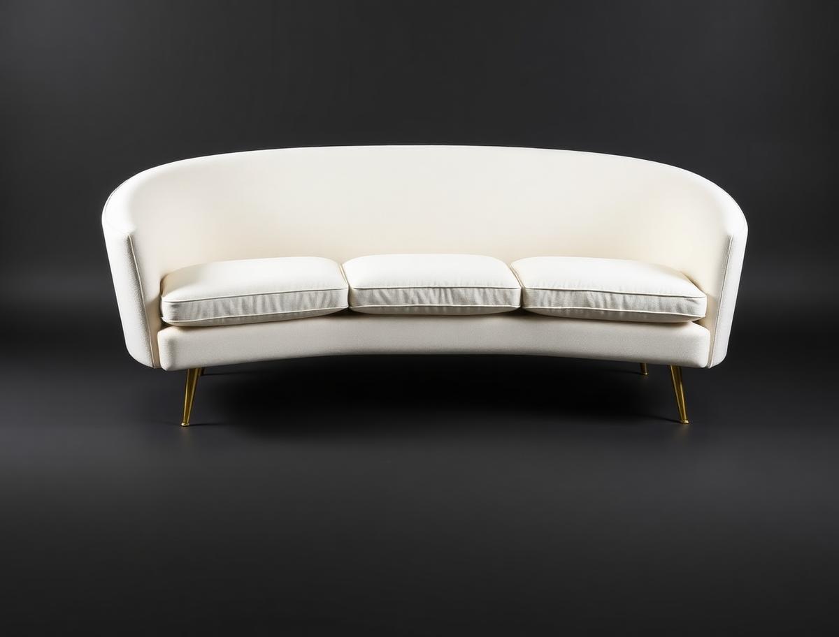 Perrin Sofa — Curved 3-seat sofa in chalk linen