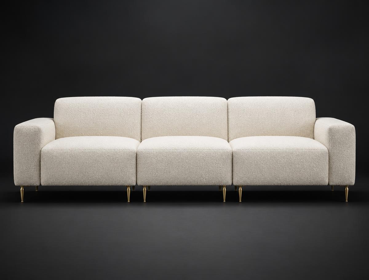 Belcour Sofa — 3-seat sofa in ivory bouclé