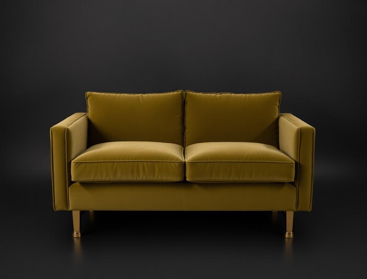 Lumière Loveseat — Modular 2-seat in olive velvet